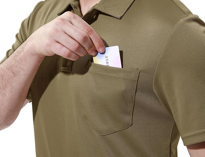 TBMPOY Men's Polo Shirts with Pocket Short Sleeve Quick Dry Casual Sports Outdoor Golf Shirt