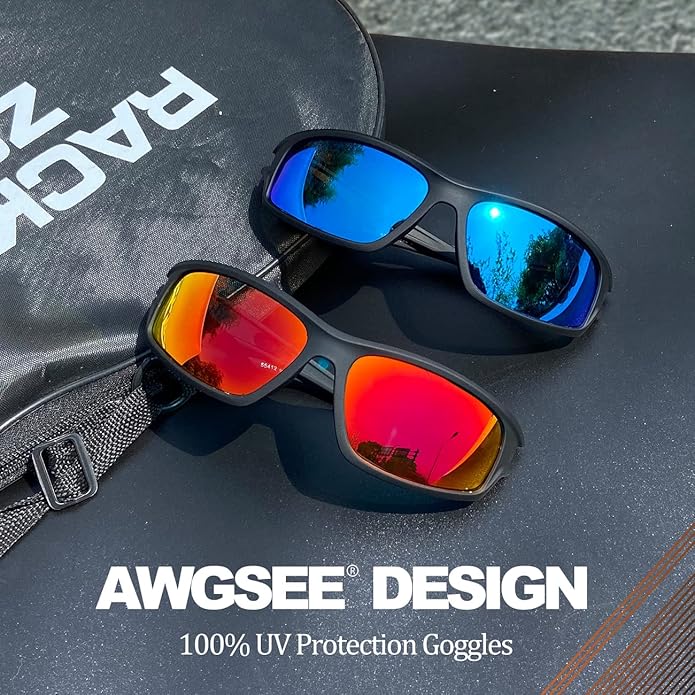 Polarized Sports Sunglasses for Men 100% UV Protection Wrap Around Unbreakable Sun Glasses for Fishing Driving