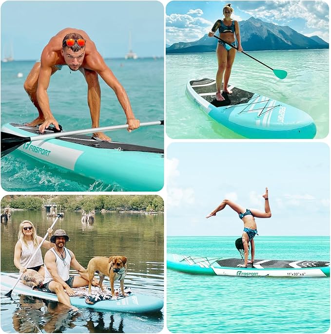 FBSPORT 11' Premium Stand Up Paddle Board, Yoga Board with Durable SUP Accessories & Carry Bag | Wide Stance, Surf Control, Non-Slip Deck, Leash, Paddle and Pump for Youth & Adult