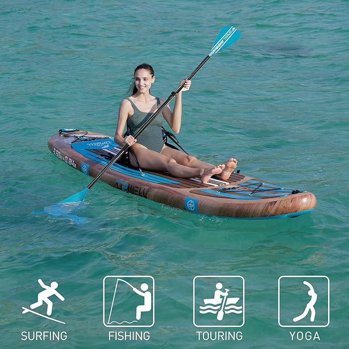 UPWELL 11’6”/11'2”/11'/10'8”/10'6”/10'2” Inflatable Stand Up Paddle Board with sup Accessories Including Backpack, Repairing Kits, Non-Slip Deck, Leash, 3 Fins, Paddle and Hand Pump