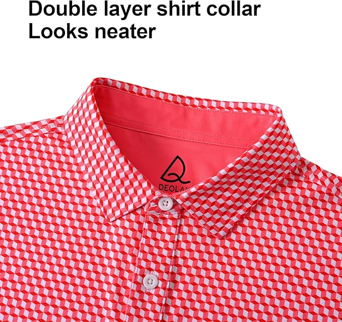 DEOLAX Mens Polo Shirts Fashion Print Mens Golf Shirt Dry Fit Mens Golf Polo Short Sleeve Quick Dry Funny Golf Shirt for Men