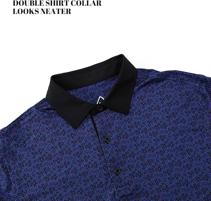 DEOLAX Mens Polo Shirts Fashion Print Mens Golf Shirt Dry Fit Mens Golf Polo Short Sleeve Quick Dry Funny Golf Shirt for Men