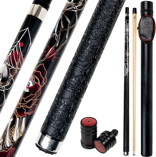 Collapsar CBP Pool Stick with 1X1 Hard Case,13mm Tip with Low Deflection Technology Billiard Cue,58" 2-Pieces 19-21 oz Professional Pool Cue Set