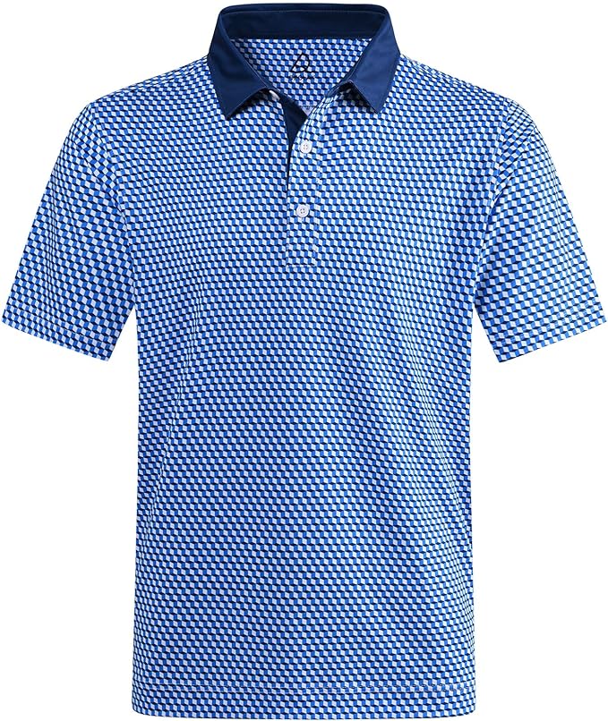 DEOLAX Mens Polo Shirts Fashion Print Mens Golf Shirt Dry Fit Mens Golf Polo Short Sleeve Quick Dry Funny Golf Shirt for Men