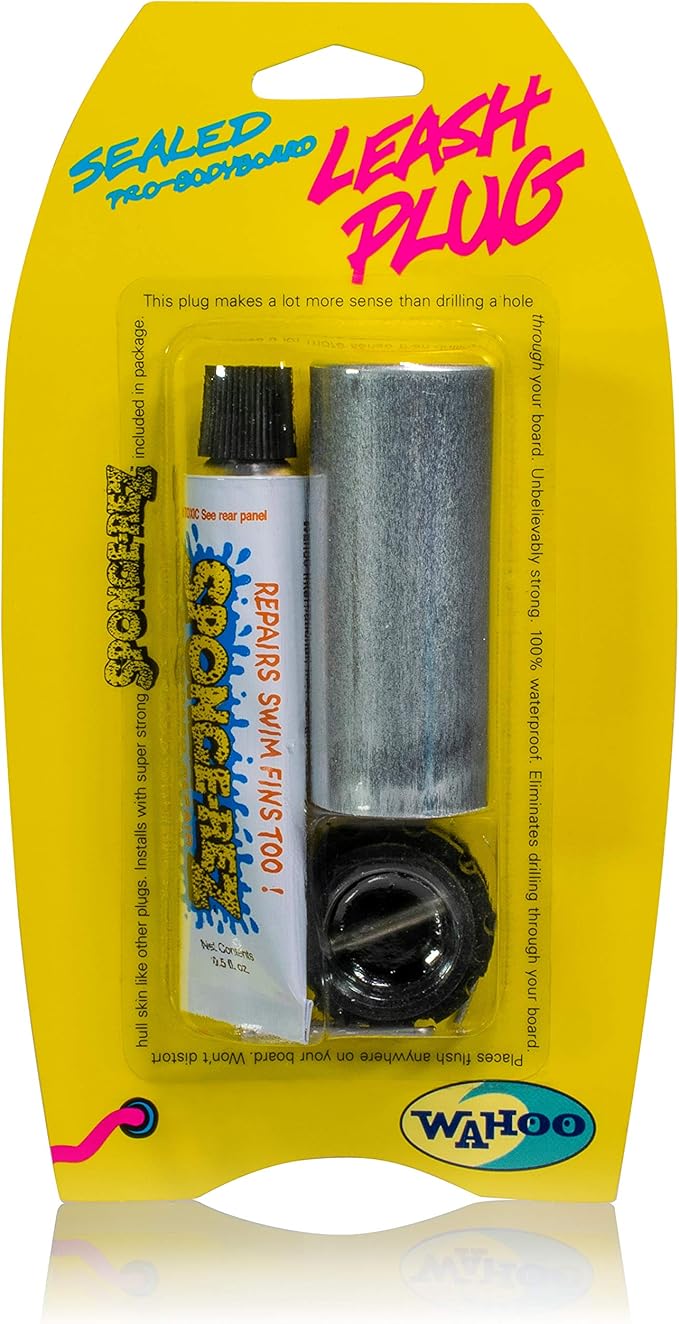 Solarez Wahoo Sponge-REZ Bodyboard Leash Plug KIT ~ Includes Sponge-Rez, for Soft Boards, Sail Boards, ABS-PVC Deck Plugs. Don't Drill a Hole in Your Board! ~ Not for use on EPS! - Made in USA