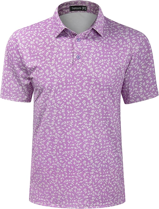 TAPULCO Mens Quick Dry Polo Shirts Camouflage Pattern Performance Athletic Lightweight Breathable Casual Golf Tshirts