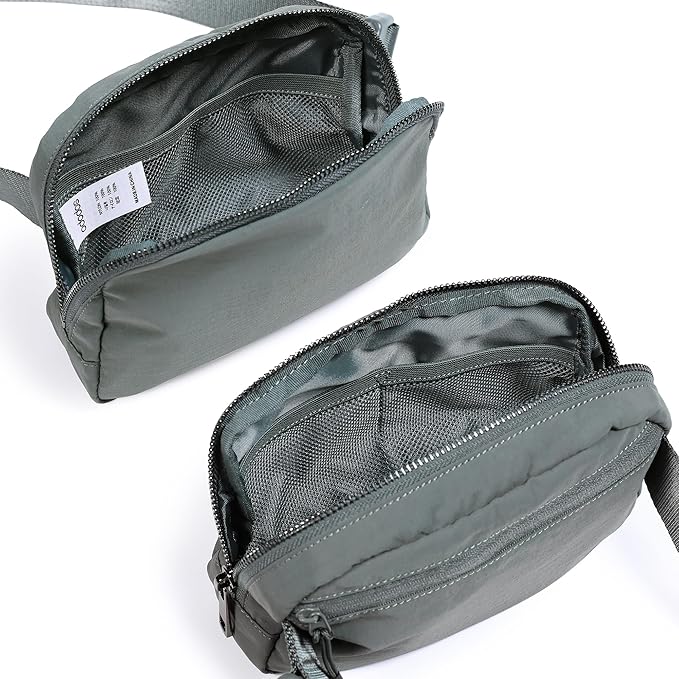 ODODOS Unisex Mini Belt Bag with Adjustable Strap Small Fanny Pack for Workout Running Traveling Hiking, Iron Gray