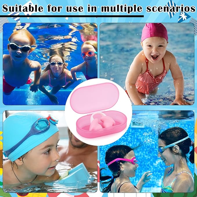 Soulchen 2 Pcs Swimming Nose Plugs Silicone Waterproof Painless Swim Nose Clip with Storage Box for Adults Kids Men Women Beginners