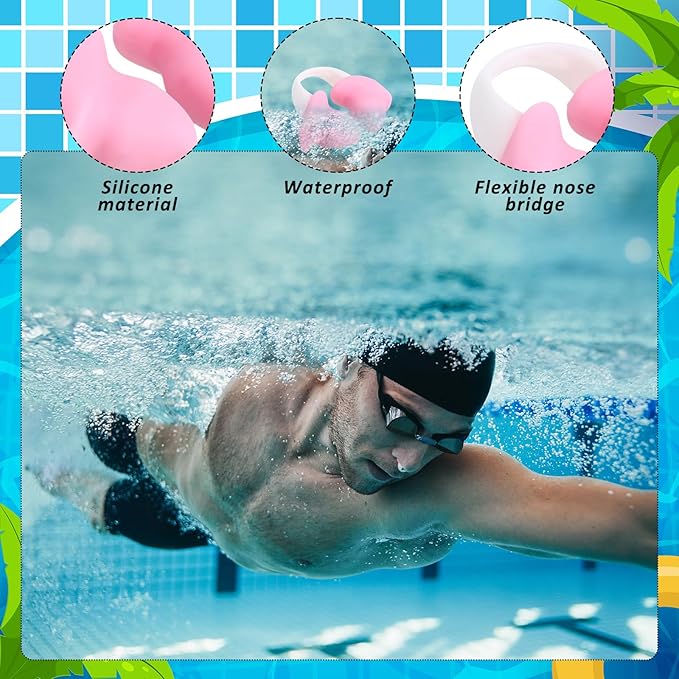 Soulchen 2 Pcs Swimming Nose Plugs Silicone Waterproof Painless Swim Nose Clip with Storage Box for Adults Kids Men Women Beginners