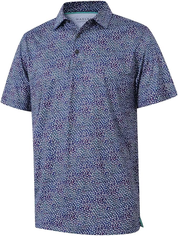 Men's Golf Polo Shirts Short Sleeve Striped Performance Moisture Wicking Dry Fit Golf Shirts for Men