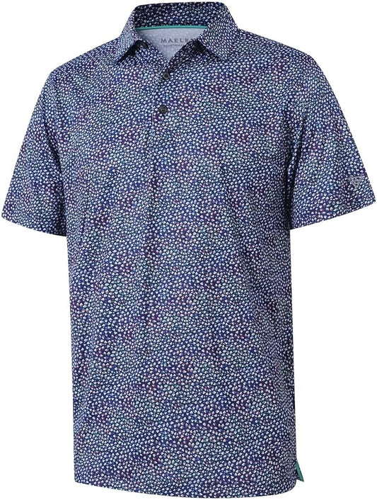 Men's Golf Polo Shirts Short Sleeve Striped Performance Moisture Wicking Dry Fit Golf Shirts for Men