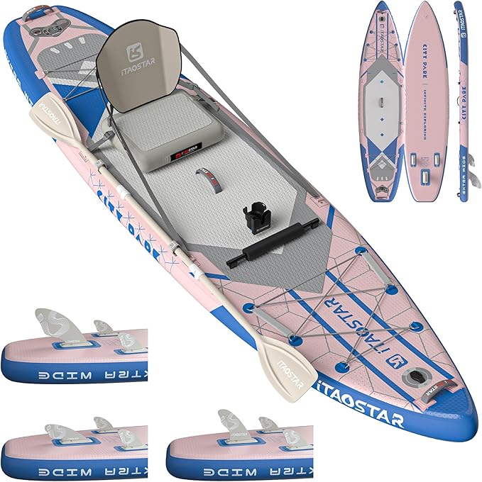 City Park 12'×35" Extra Wide Paddle Board with Seat, One-Stop Premium SUP Board Gears, Tailored 5 Fins, Stable Inflatable Stand Up Paddle Boards for Youth/Adults of All Levels