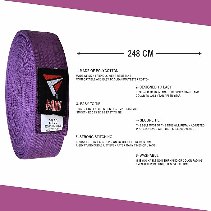 Martial Arts Belt for Karate, Judo, Aikido and Taekwondo - Durable Cotton-Polyester Blend for Adults and Kids