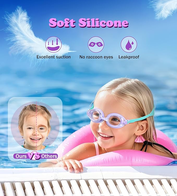 Aegend 2 Pack Kids Goggles, Swimming Goggles for Kids Age 4-16 Boys and Girls Youth, Anti-Fog Waterproof Anti-UV Pool Goggles
