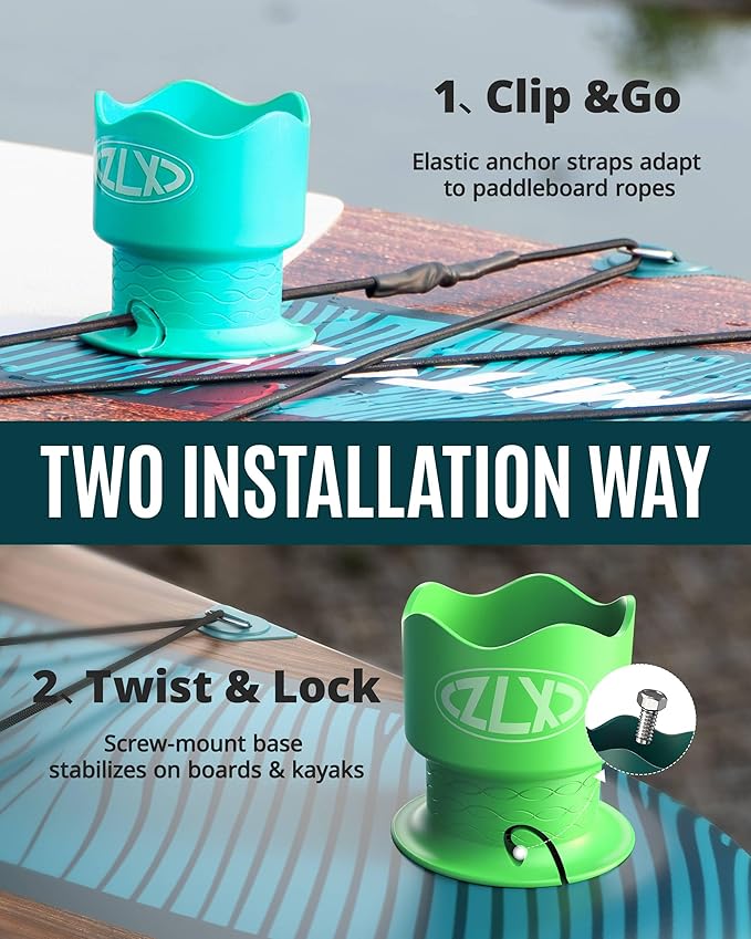 ZLX Cup Paddle Board Kayak Cup Holder, Stand Up Paddle Board Cup Holder Paddleboard Accessories Surfboards, Canoes Kayak Holder for Types of Cup Bottle Drink