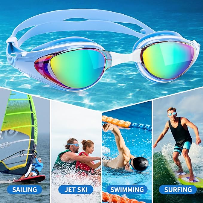 Nearsighted Swim Goggles, Shortsighted Optical Swimming Goggles No Leaking Anti Fog UV Protection for Adult Men Women