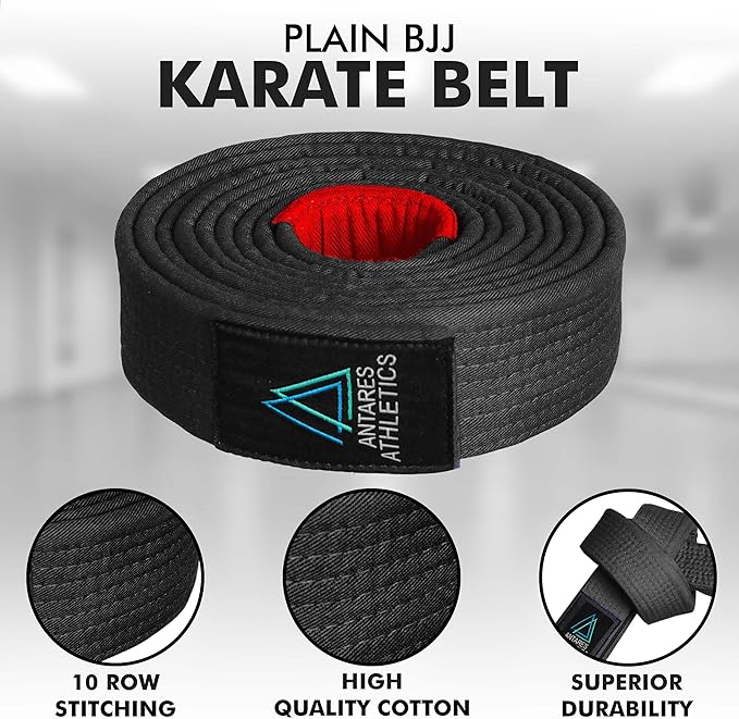 BJJ Belt for Men & Women Brazilian Jiu Jitsu Belt with Ranking Stripes Sleeve Bar Kids Jiu Jitsu Gi Belt