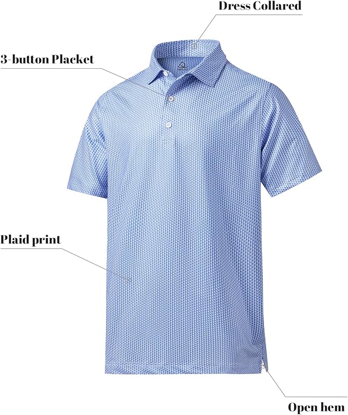 DEOLAX Mens Polo Shirts Fashion Print Mens Golf Shirt Dry Fit Mens Golf Polo Short Sleeve Quick Dry Funny Golf Shirt for Men