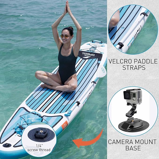 UPWELL 11’6”/11'2”/11'/10'8”/10'6”/10'2” Inflatable Stand Up Paddle Board with sup Accessories Including Backpack, Repairing Kits, Non-Slip Deck, Leash, 3 Fins, Paddle and Hand Pump