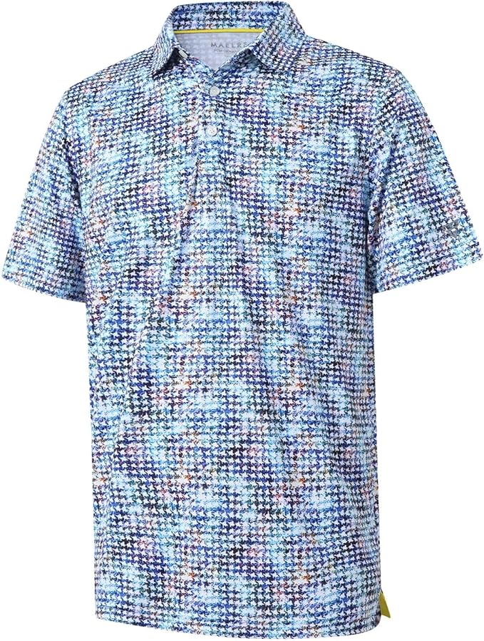 Men's Golf Polo Shirts Short Sleeve Striped Performance Moisture Wicking Dry Fit Golf Shirts for Men