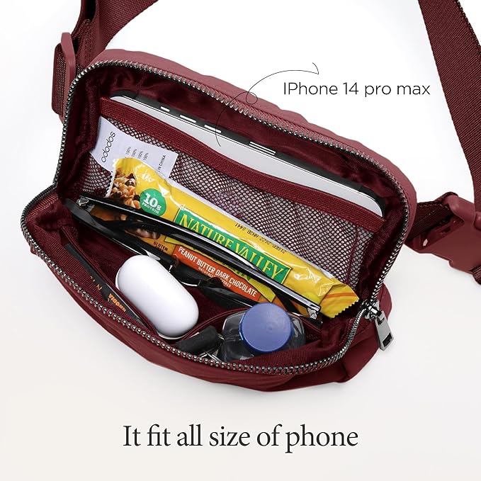 ODODOS Unisex Mini Belt Bag with Adjustable Strap Small Fanny Pack for Workout Running Traveling Hiking, Wine