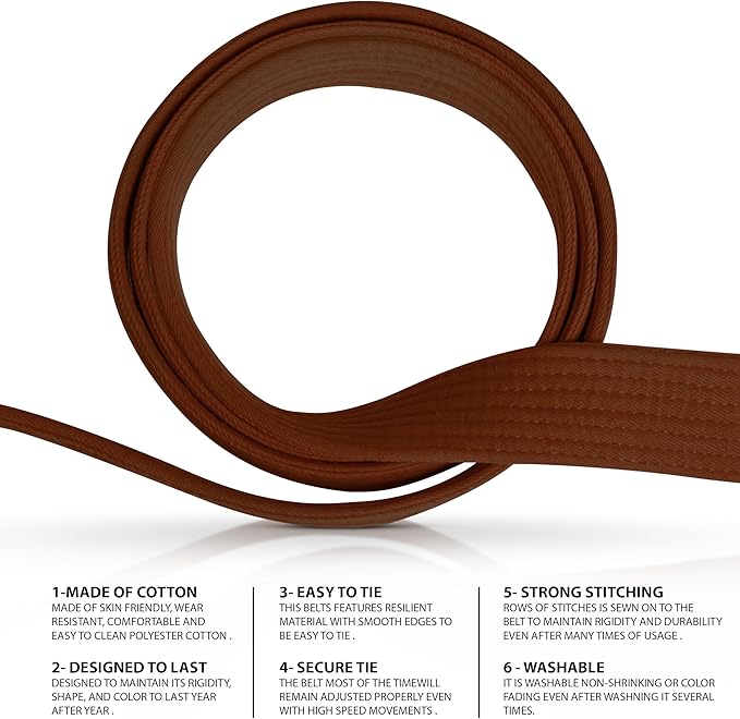 DXM SPORTS BJJ Jiu Jitsu Belt - Taekwondo Karate Belt - Martial Arts Uniform Ranking Judo Belt Double Stitched for Kids Adult