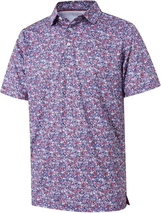 Men's Golf Polo Shirts Short Sleeve Striped Performance Moisture Wicking Dry Fit Golf Shirts for Men