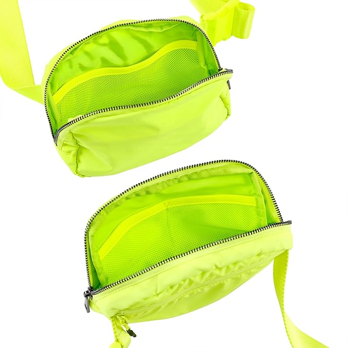 ODODOS Unisex Mini Belt Bag with Adjustable Strap Small Fanny Pack for Workout Running Traveling Hiking, Neon