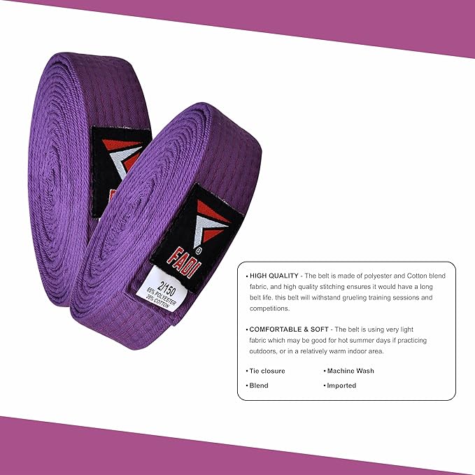 Martial Arts Belt for Karate, Judo, Aikido and Taekwondo - Durable Cotton-Polyester Blend for Adults and Kids