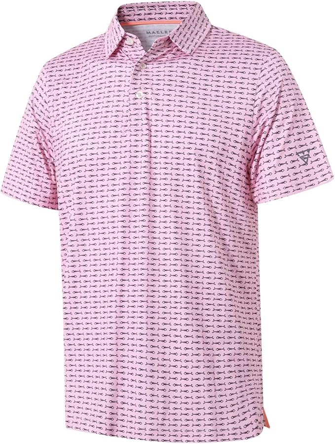 Men's Golf Polo Shirts Short Sleeve Striped Performance Moisture Wicking Dry Fit Golf Shirts for Men