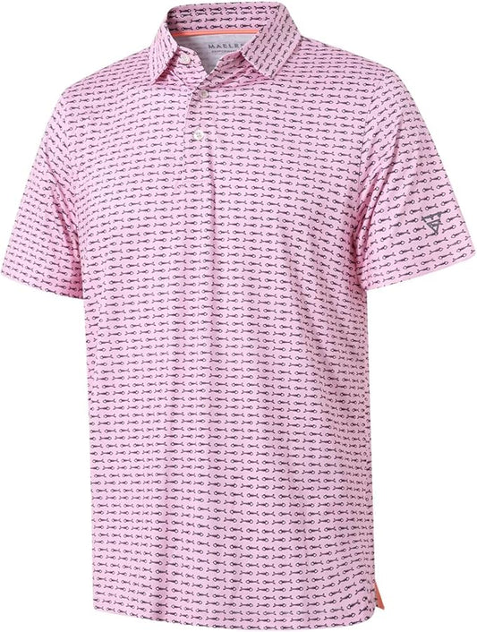 Men's Golf Polo Shirts Short Sleeve Striped Performance Moisture Wicking Dry Fit Golf Shirts for Men