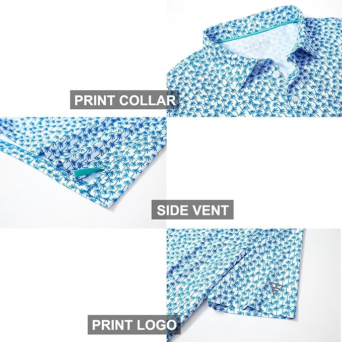 Men's Golf Polo Shirts Short Sleeve Striped Performance Moisture Wicking Dry Fit Golf Shirts for Men