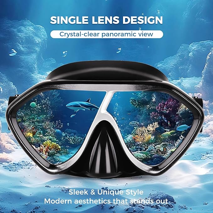 Scuba Diving Mask for Adults - Premium Anti-Fog Snorkeling Mask Comfortable & Leak-Proof Swim Goggles with Nose Cover for Scuba Diving, Snorkeling & Underwater Adventures