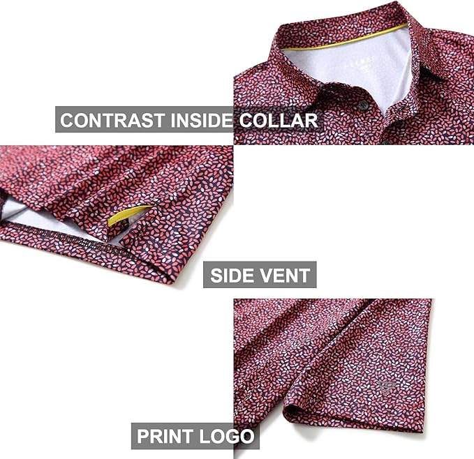 Men's Golf Polo Shirts Short Sleeve Striped Performance Moisture Wicking Dry Fit Golf Shirts for Men