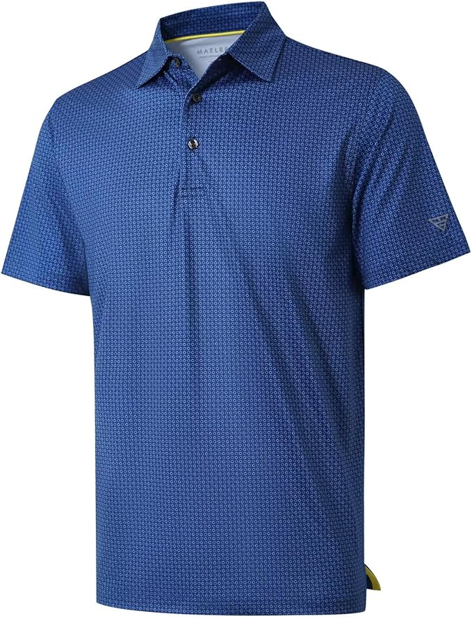 Men's Golf Polo Shirts Short Sleeve Striped Performance Moisture Wicking Dry Fit Golf Shirts for Men