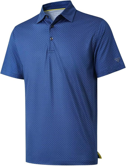 Men's Golf Polo Shirts Short Sleeve Striped Performance Moisture Wicking Dry Fit Golf Shirts for Men