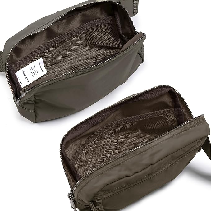 ODODOS Unisex Mini Belt Bag with Adjustable Strap Small Fanny Pack for Workout Running Traveling Hiking, Turkish Coffee