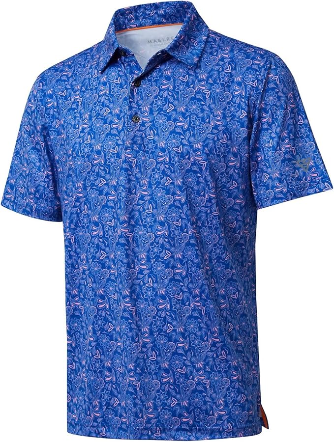 Men's Golf Polo Shirts Short Sleeve Striped Performance Moisture Wicking Dry Fit Golf Shirts for Men