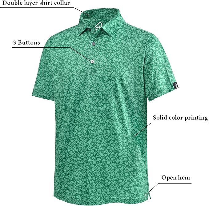 DEOLAX Mens Polo Shirts Fashion Print Mens Golf Shirt Dry Fit Mens Golf Polo Short Sleeve Quick Dry Funny Golf Shirt for Men