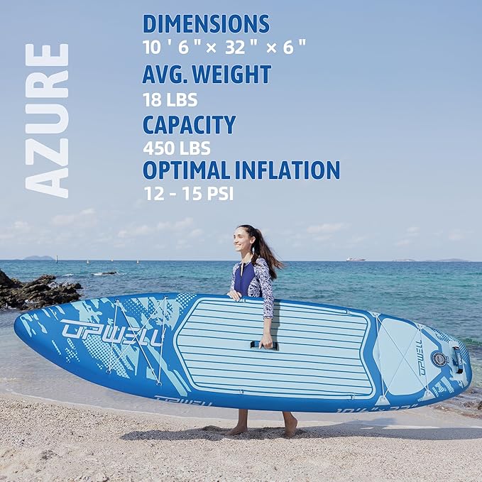UPWELL 10'6"/11'/11'6" Inflatable Paddle Board, Stand Up Paddlboard for Youth & Adults, Stable Design, Premium SUP Accessories, Backpack, Leash, Hand Pump, Fins