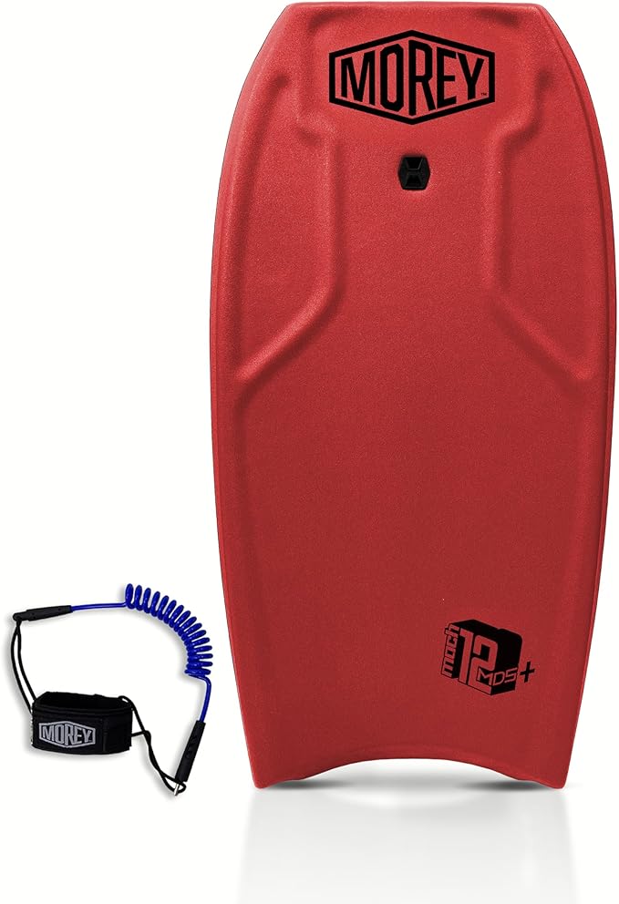 MOREY® Mach 12 MDS, 42.5" Bodyboard. Dynamic Speed Body Boards for Beach, for All Skill Levels, Embedded Fiberglass Stringer, with Coil Leash. Re-Engineered 2025 Model