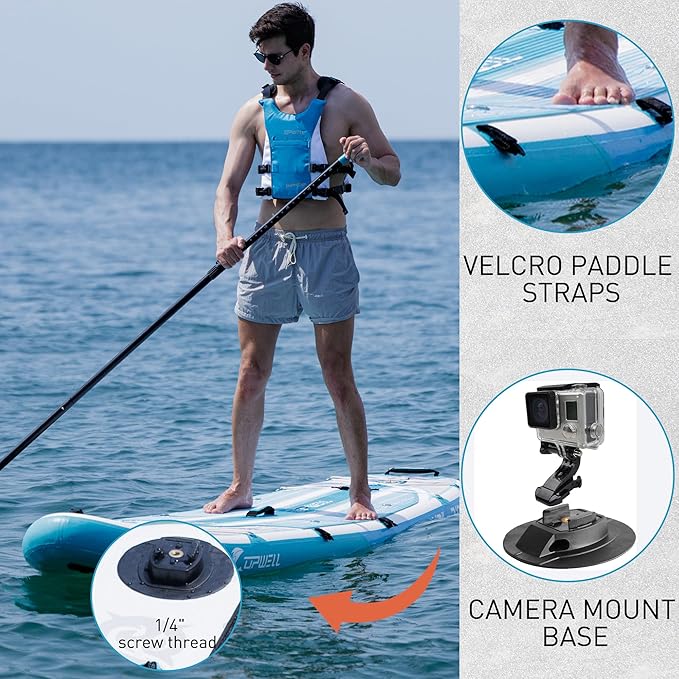 UPWELL 11’6”/11'2”/11'/10'8”/10'6”/10'2” Inflatable Stand Up Paddle Board with sup Accessories Including Backpack, Repairing Kits, Non-Slip Deck, Leash, 3 Fins, Paddle and Hand Pump