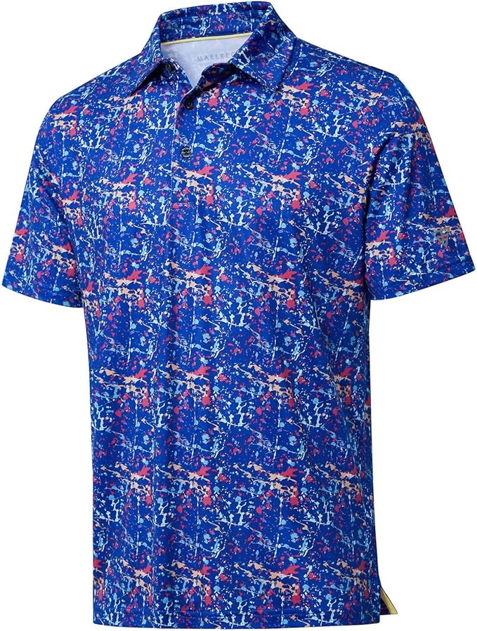 Men's Golf Polo Shirts Short Sleeve Striped Performance Moisture Wicking Dry Fit Golf Shirts for Men