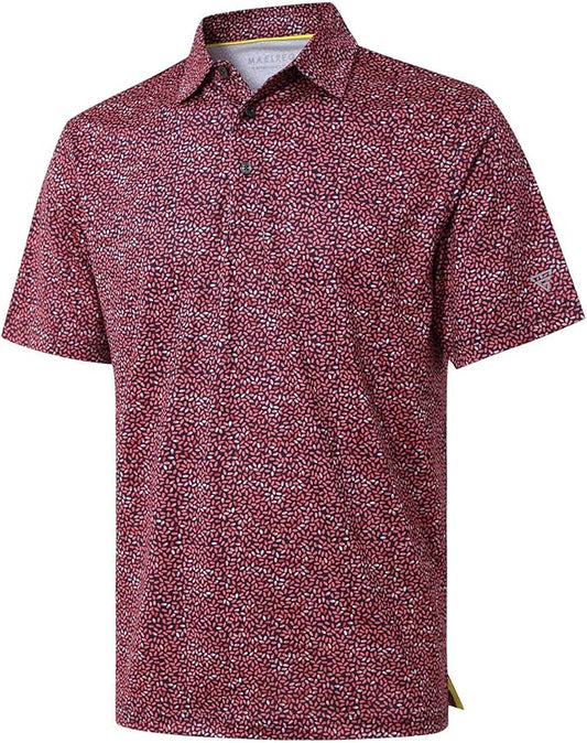 Men's Golf Polo Shirts Short Sleeve Striped Performance Moisture Wicking Dry Fit Golf Shirts for Men