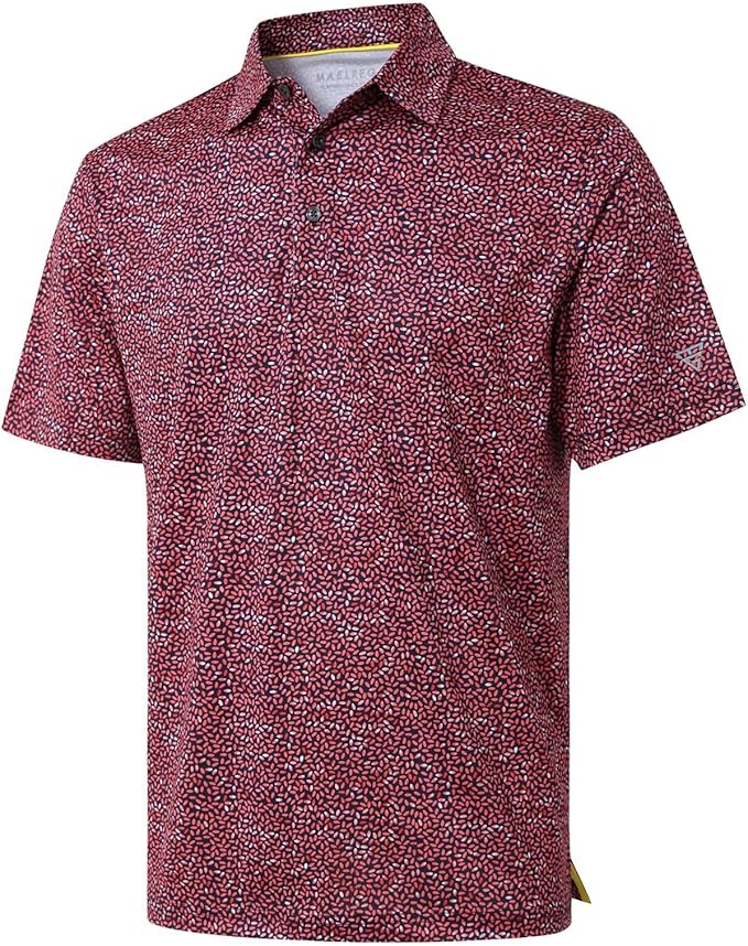 Men's Golf Polo Shirts Short Sleeve Striped Performance Moisture Wicking Dry Fit Golf Shirts for Men