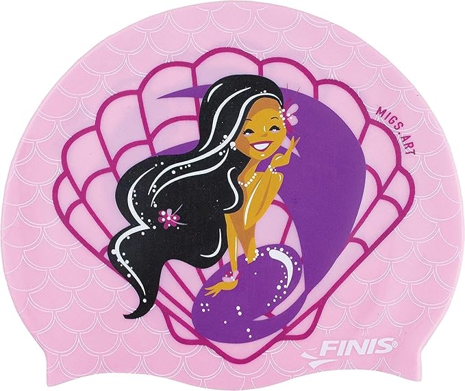 FINIS Mermaid Kids Swim Cap - 100% Silicone - Fun Prints - Universal Fit - Chlorine Protection