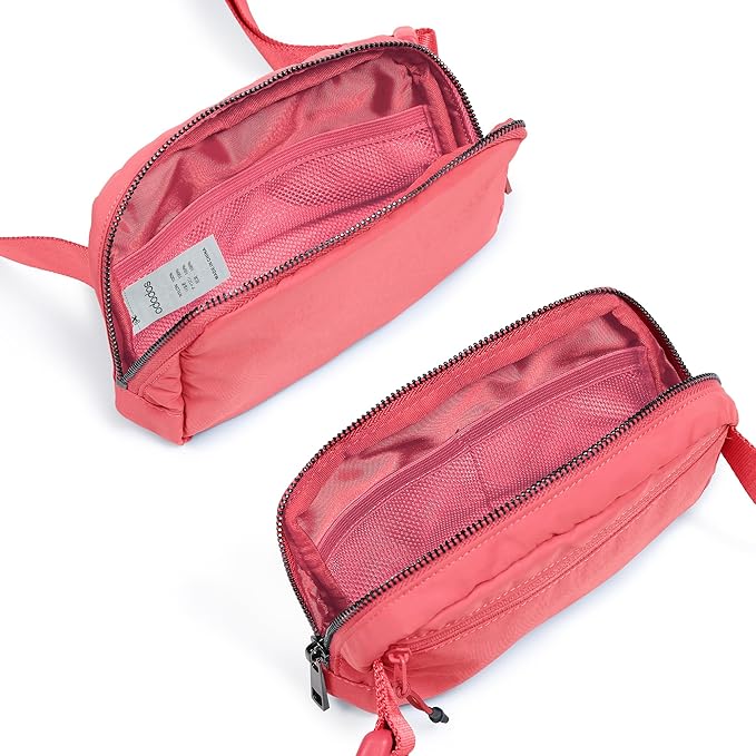 ODODOS Unisex Mini Belt Bag with Adjustable Strap Small Fanny Pack for Workout Running Traveling Hiking, Raspberry