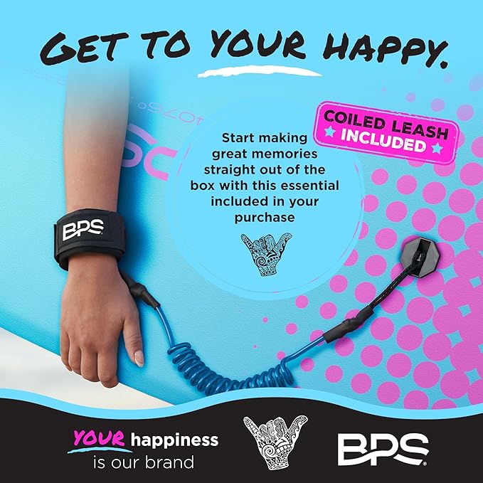 BPS 'Storm' Bodyboard with Premium Coiled Leash - Lightweight with EPS Core, Durable for All Wave Conditions