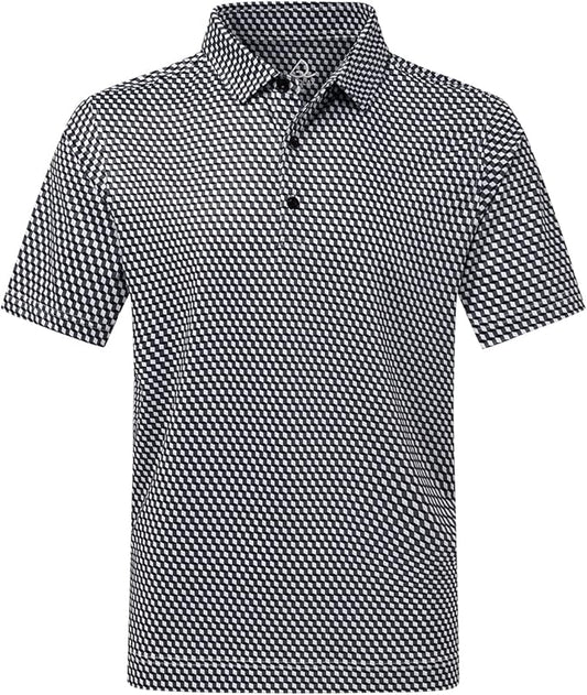 DEOLAX Mens Polo Shirts Fashion Print Mens Golf Shirt Dry Fit Mens Golf Polo Short Sleeve Quick Dry Funny Golf Shirt for Men