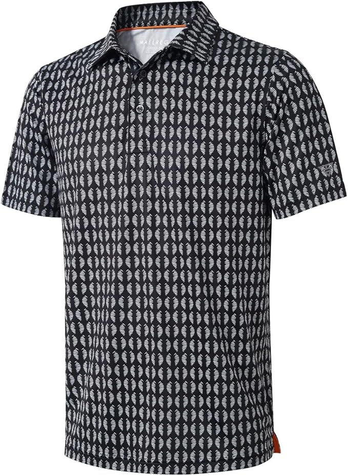 Men's Golf Polo Shirts Short Sleeve Striped Performance Moisture Wicking Dry Fit Golf Shirts for Men